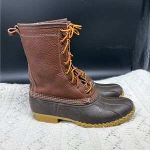 L.L. Bean Men's Size 8 Bean Boots, 10" Shearling-Lined Tumbled Leather Like New